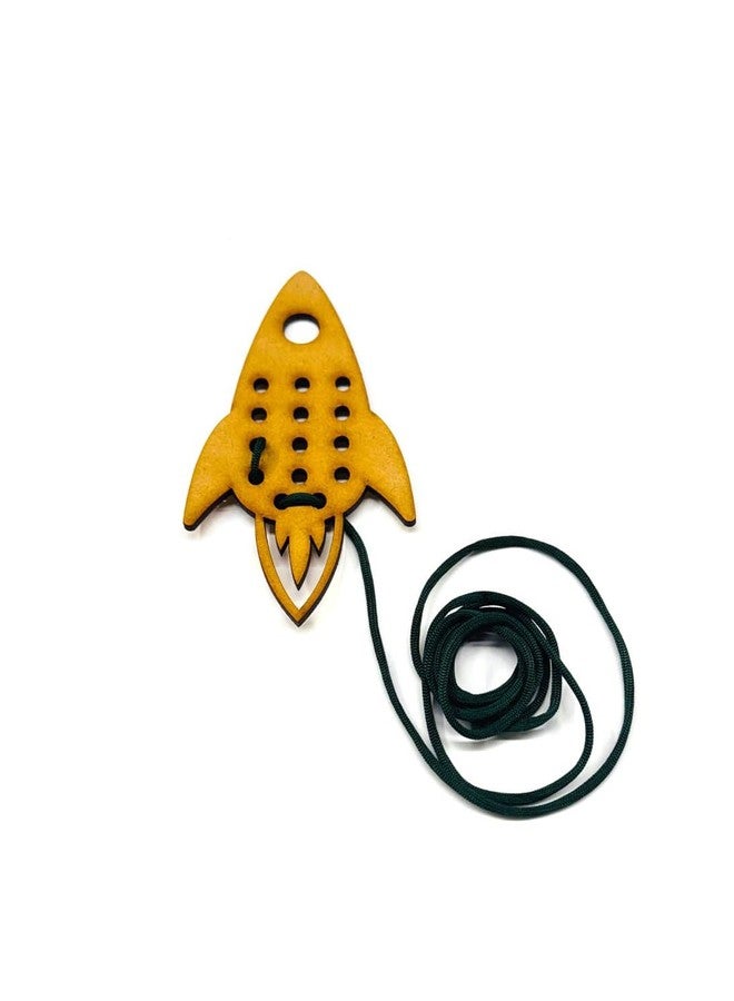 Curious Button Wood Lacing Toy Learning Sewing, Learning kit for Kids Sewing 1 pcs, Wooden Lacing, Threading Activity Puzzles, Learning Fine Motor Skill Travel Toy (Rocket) - Image 3
